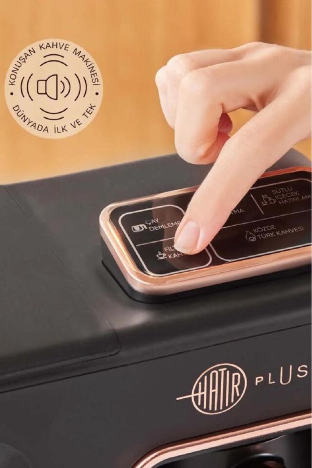 Hatır Plus Mod 5 In 1 Konuşan Kahve Ve Çay Makinesi Black Chrome Siyah-Bakır