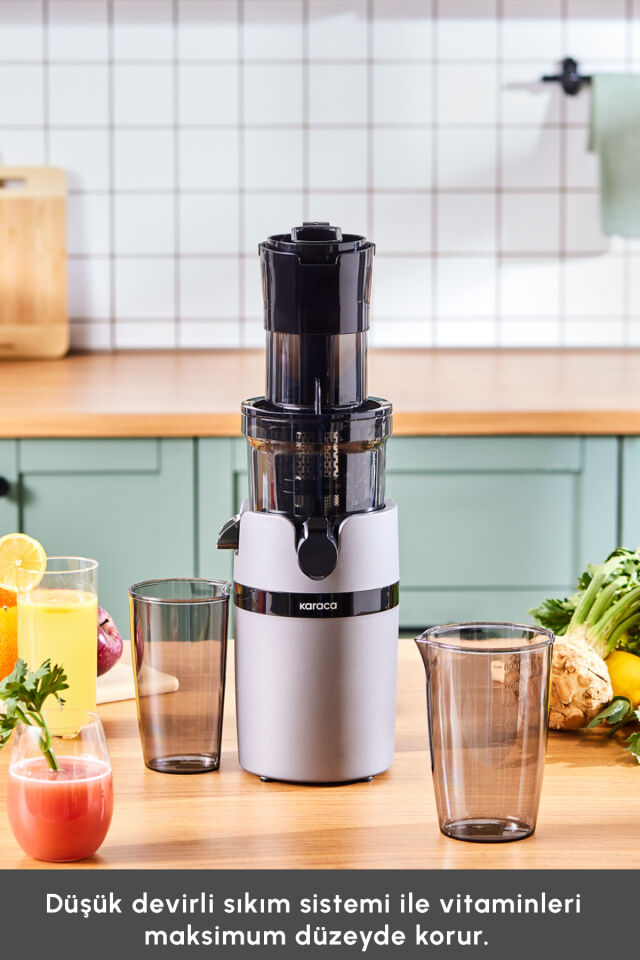 Slow Juicer Yavaş Sıkım Katı Meyve Sıkacağı Gümüş-Siyah