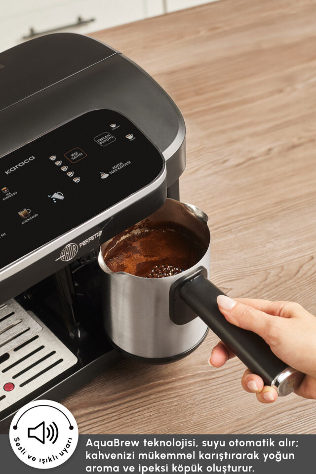 Hatır Perfetto Dijital ve Dokunmatik Ekranlı Çelik Cezveli Espresso ve Türk Kahve Makinesi