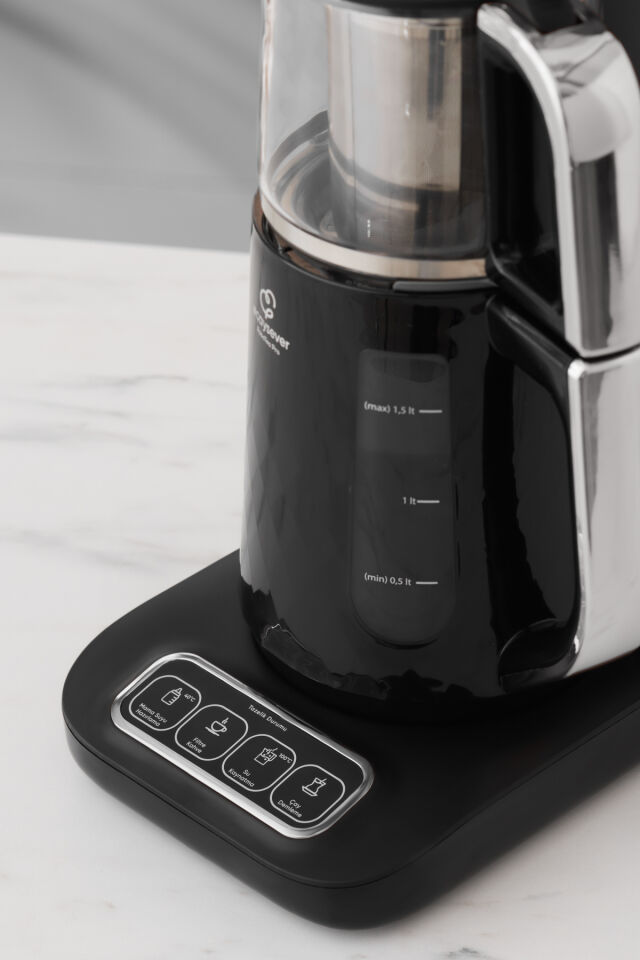 Robotea Pro Quartz 4 in 1 Konuşan Çay Makinesi Black Chrome