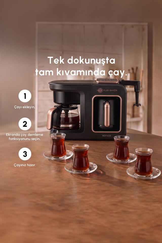 Hatır Plus Barista 6 in 1 Latte Cappucino ve Közde Türk Kahvesi Makinesi Black Copper