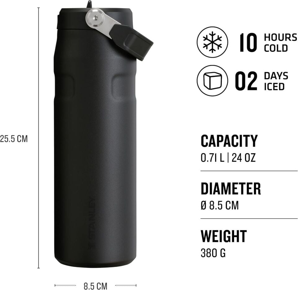 Stanley IceFlow™ Aerolight™ Flip Straw 2.0 Pipetli Su Şişesi Siyah