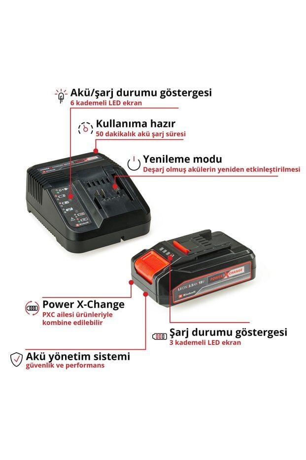 Einhell Orijinal Starter Set 2,5 Ah PXC 4512097 | akü + 3A şarj cihazı